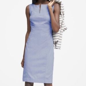 Banana Republic Birdseye Paneled Sheath Dress in Light Blue